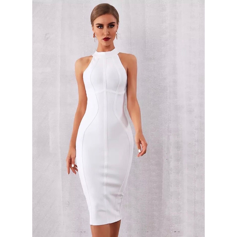 White Full figure Bandage Dress